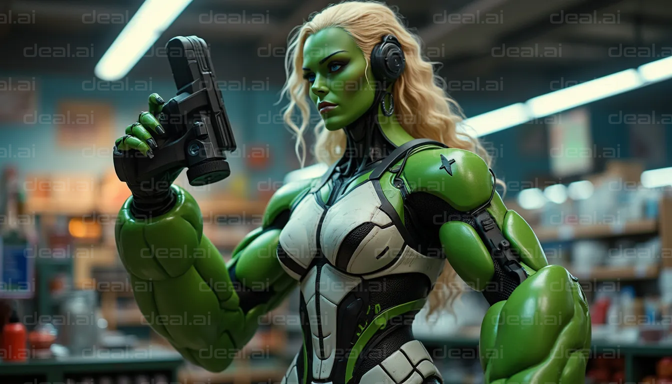 Green Warrior in Cyber Armor