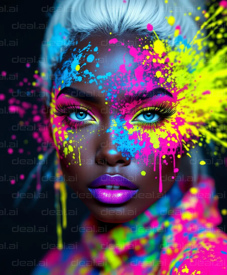 Vivid Neon Splatter Portrait