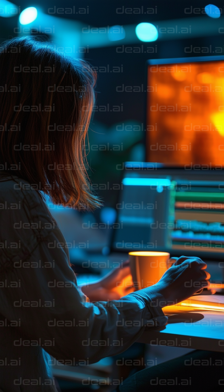 "Late Night Video Editing Session"