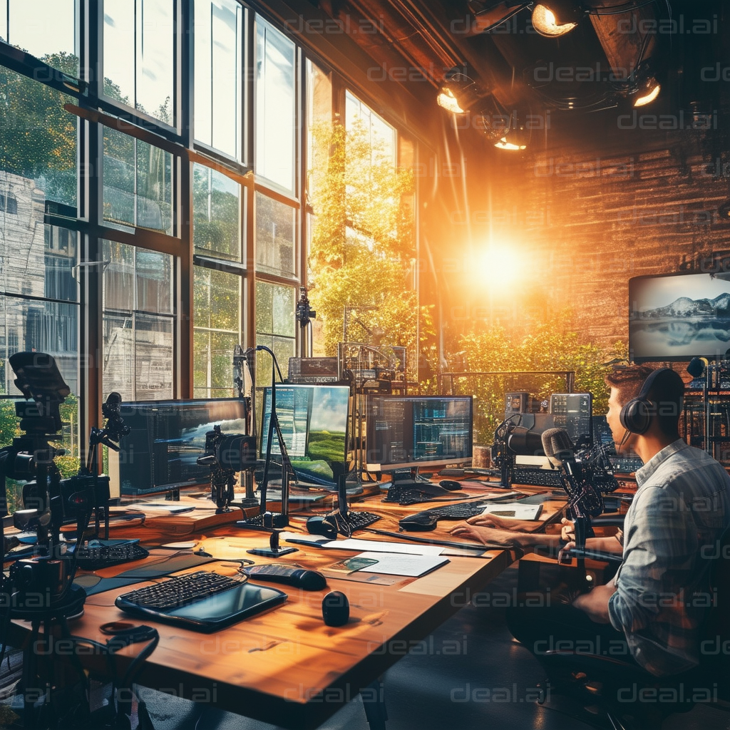 "Modern Studio Setup at Sunrise"