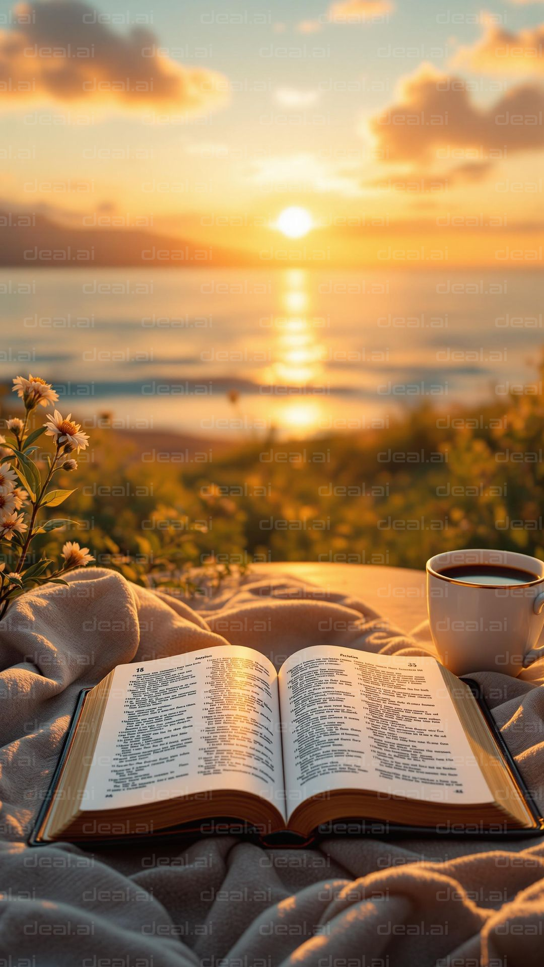 "Sunset Reading by the Sea"