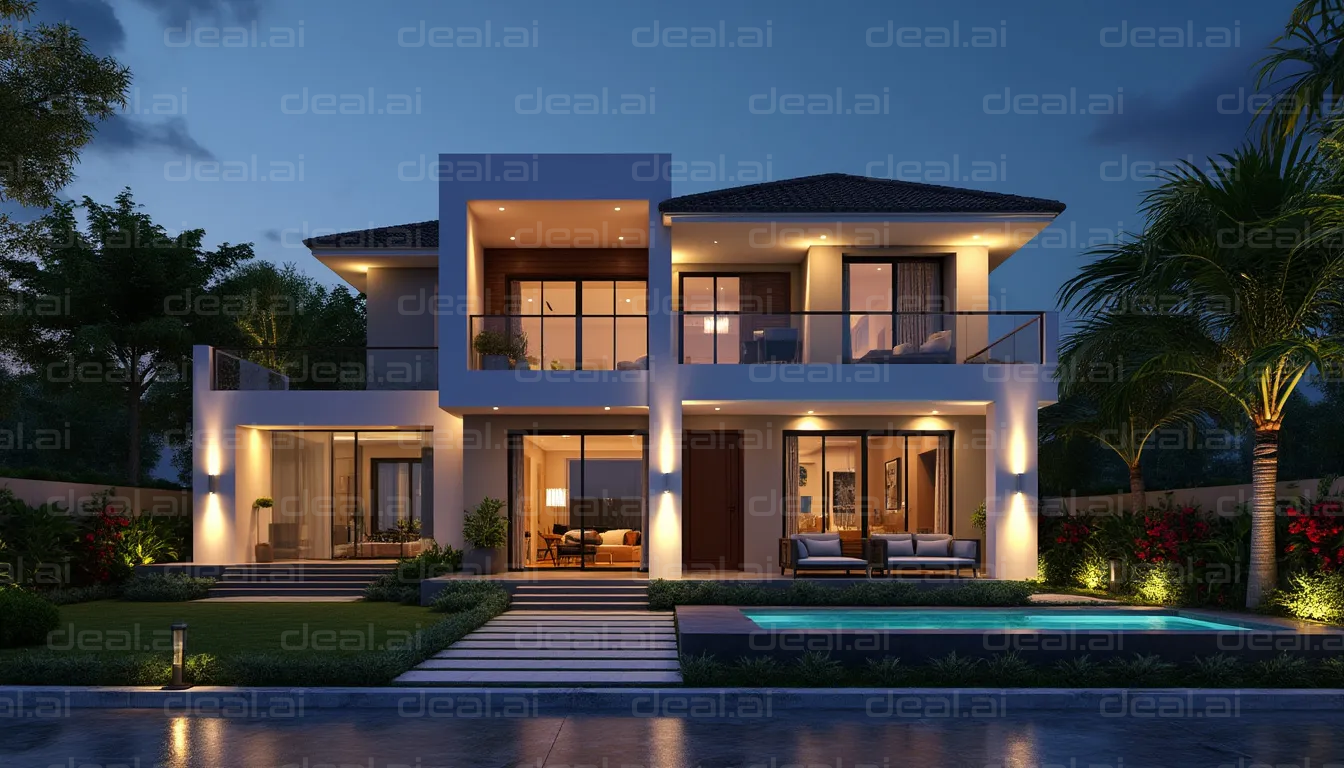 Modern Luxurious Evening Home Exterior