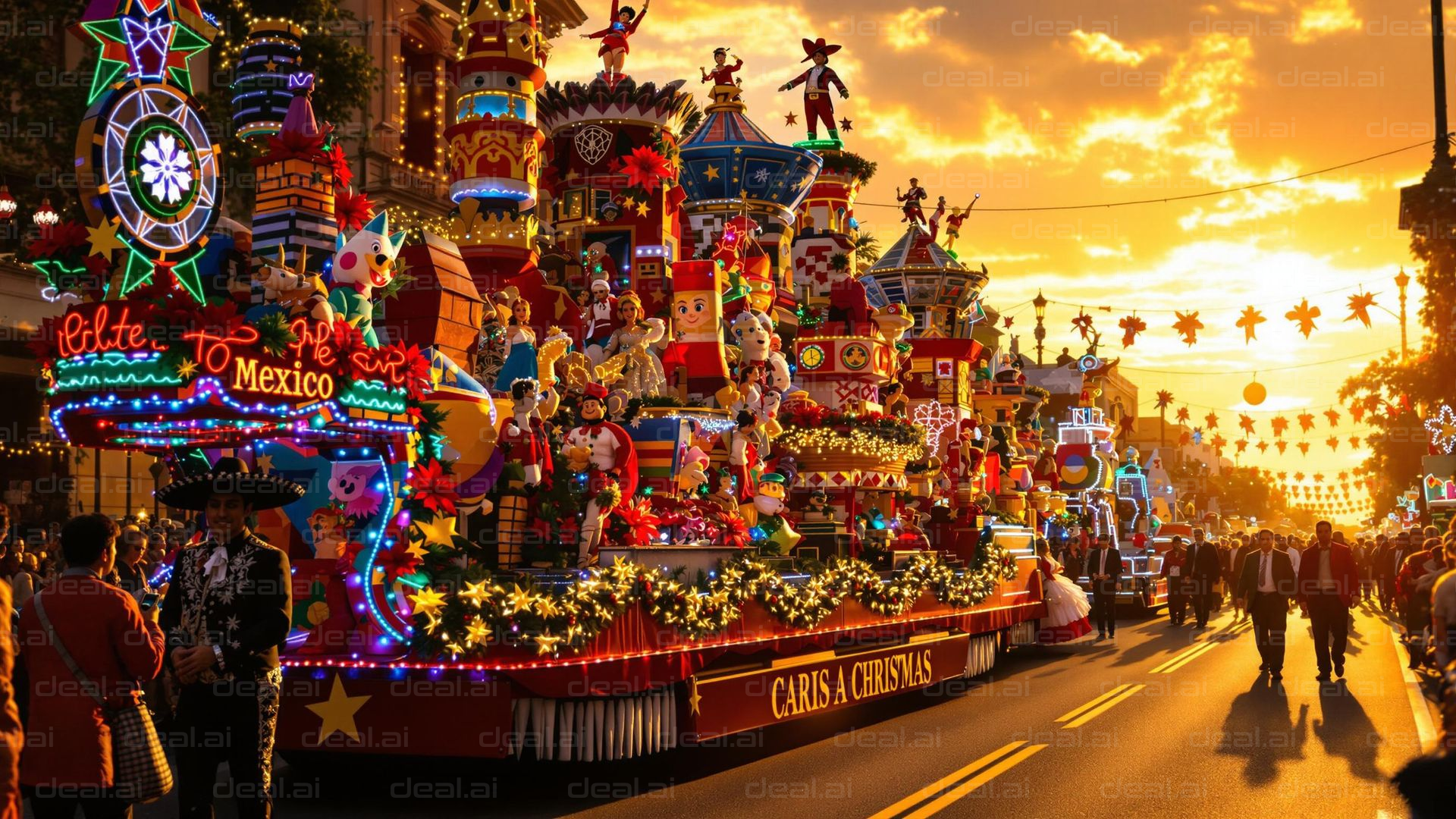 Festive Mexican Parade at Sunset