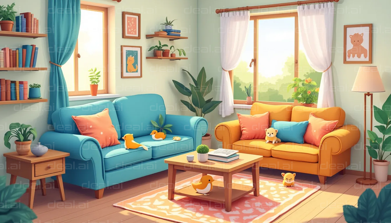 Cozy Living Room with Bright Decor