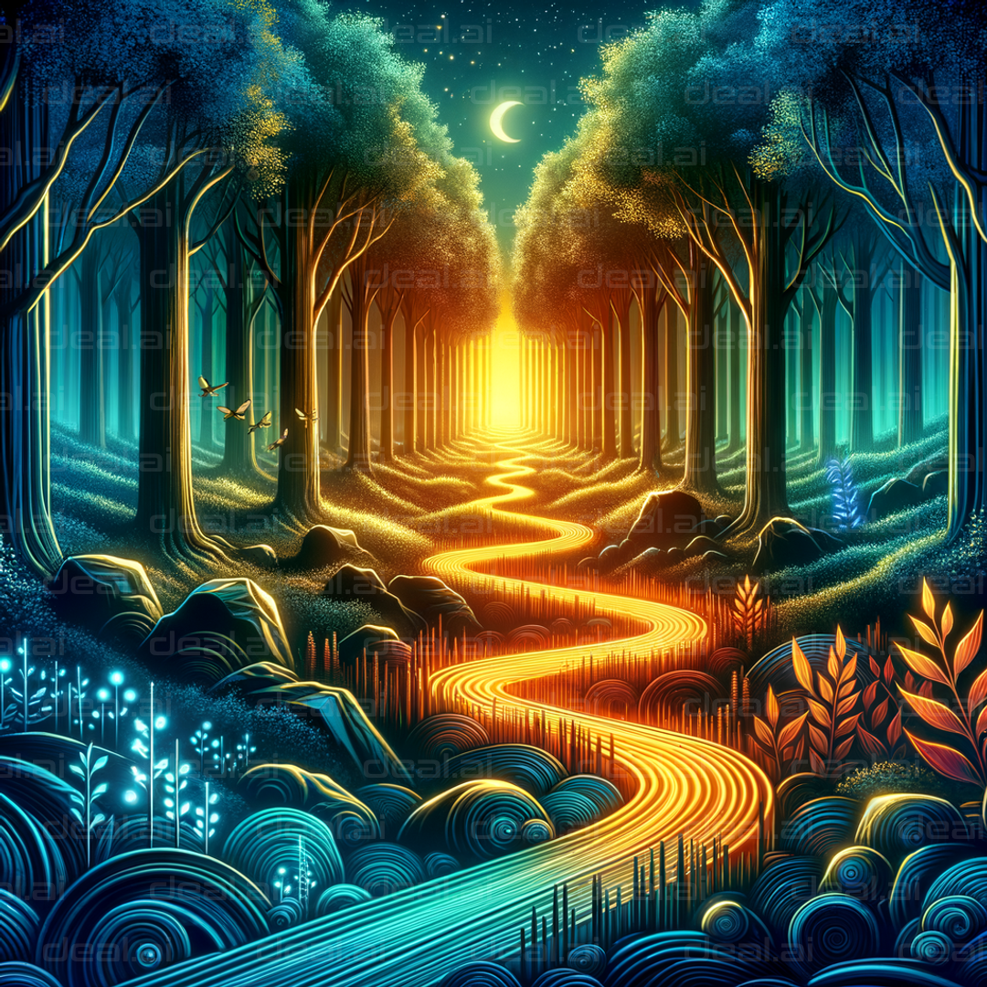 "Magical Forest Pathway at Dusk"