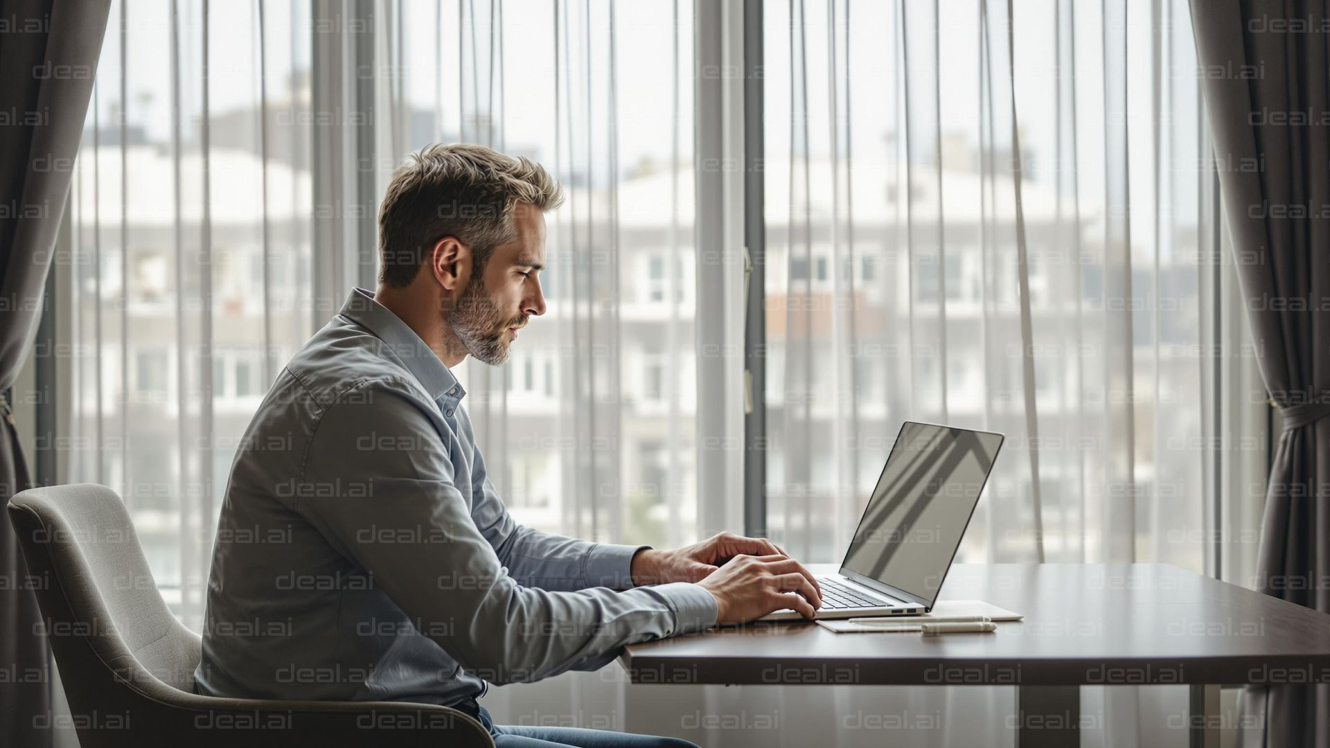 Focused Work at the Laptop Desk