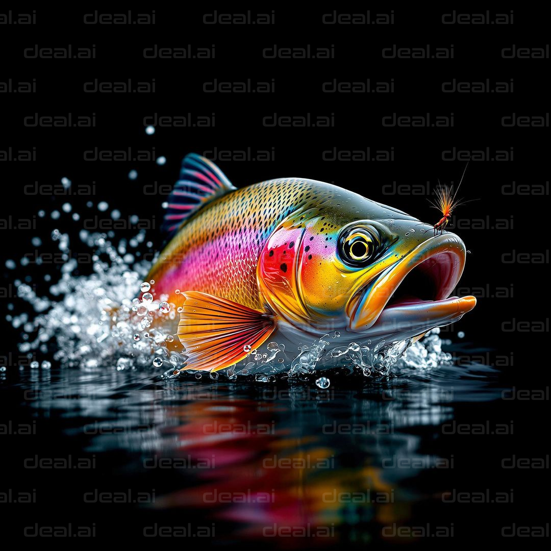 "Vivid Trout Leaping for Fly"