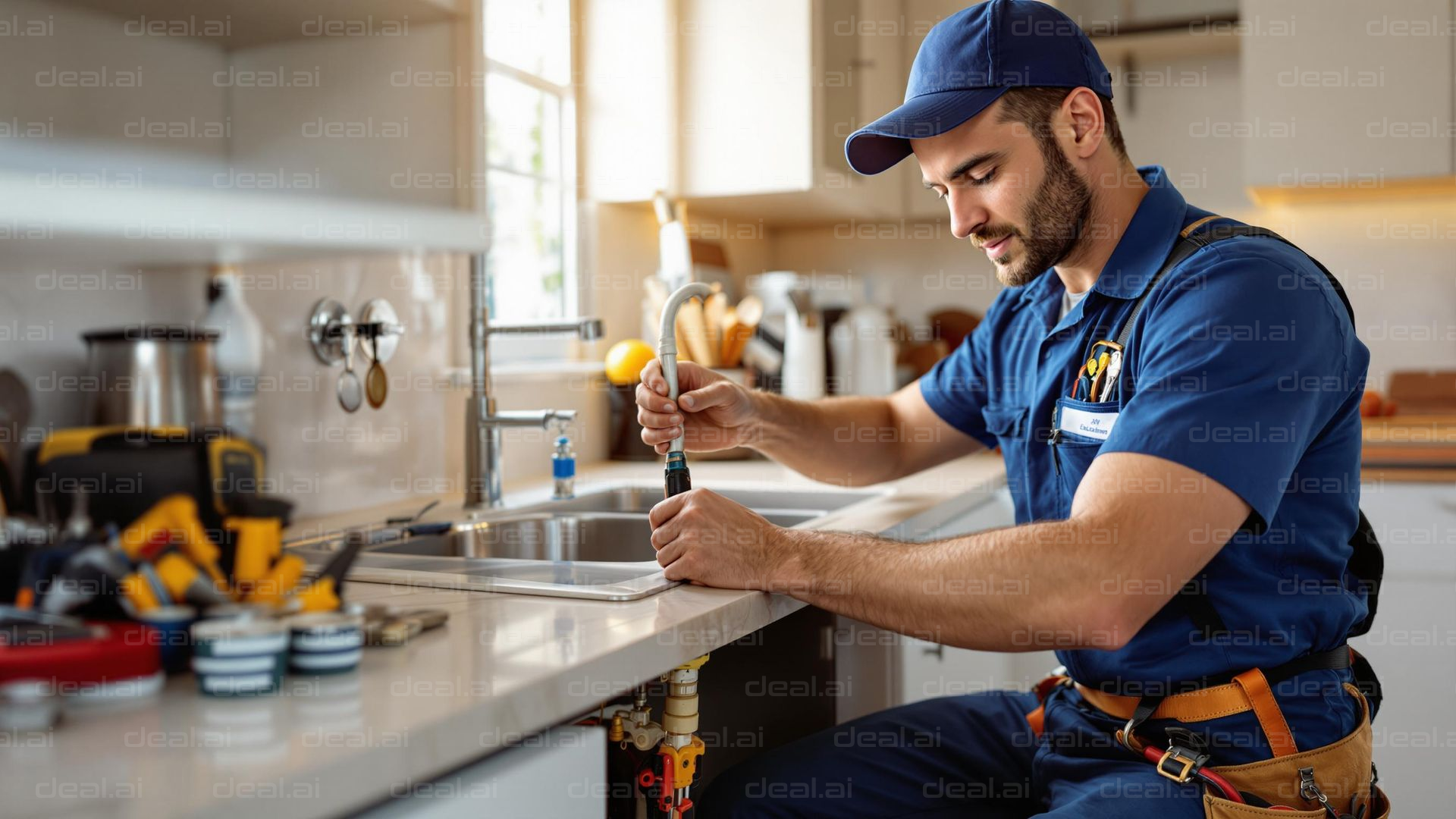 Plumber Fixing Kitchen Sink