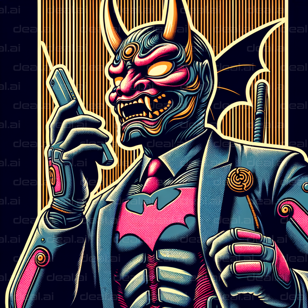 "Demon in a Suit with Phone"