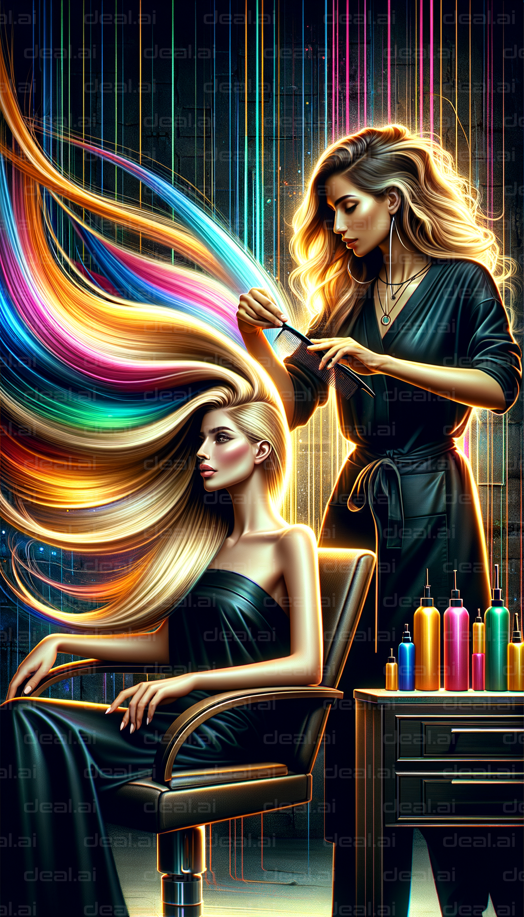 "Vibrant Hair Coloring Session"