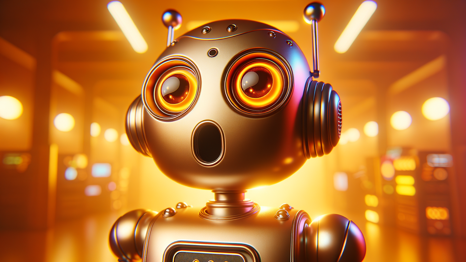 Surprised Robot in a Futuristic Room