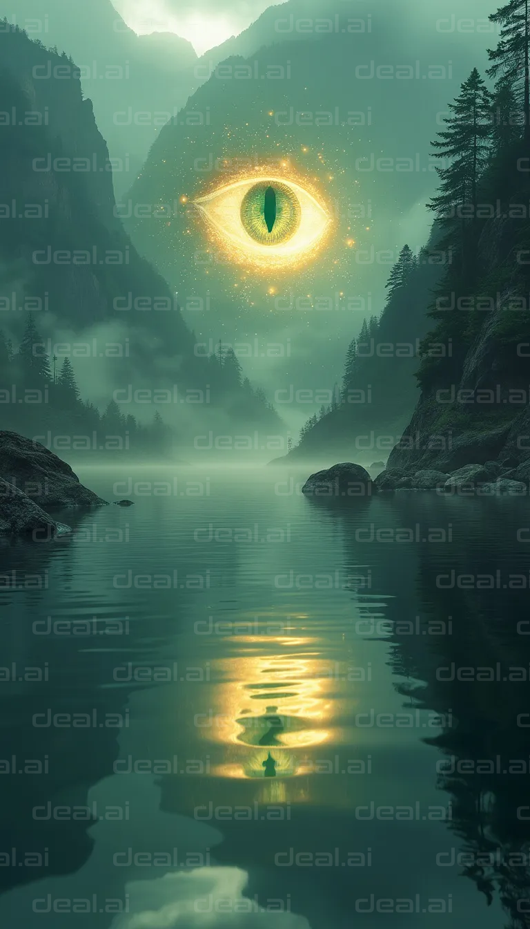 "Enchanted Eye Over Mystical Lake"