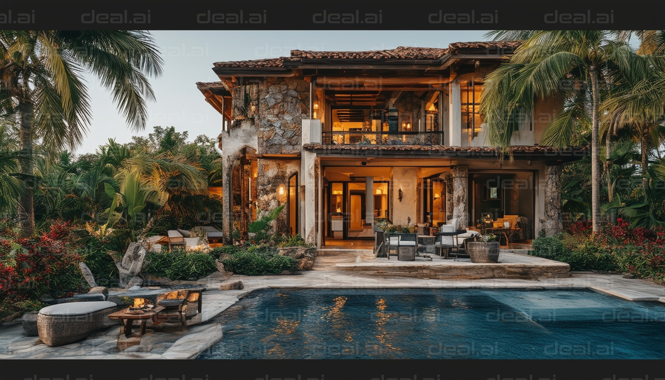 Tropical Villa Oasis at Sunset