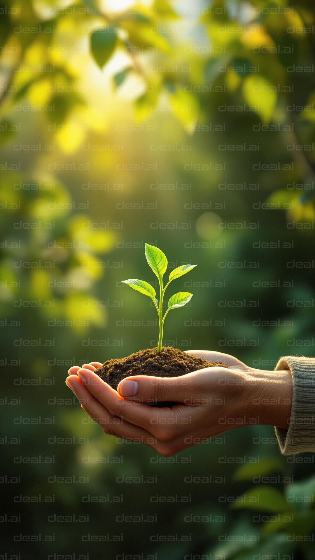 Hands Nurturing a Seedling