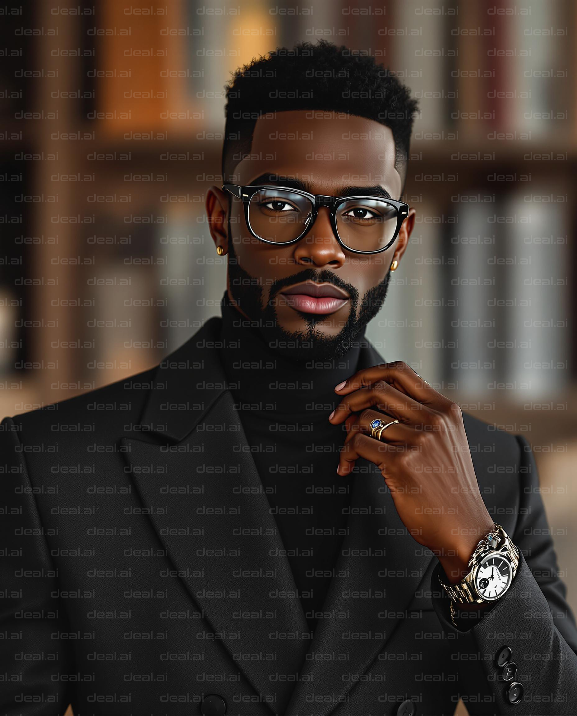 Stylish Man in Black Suit