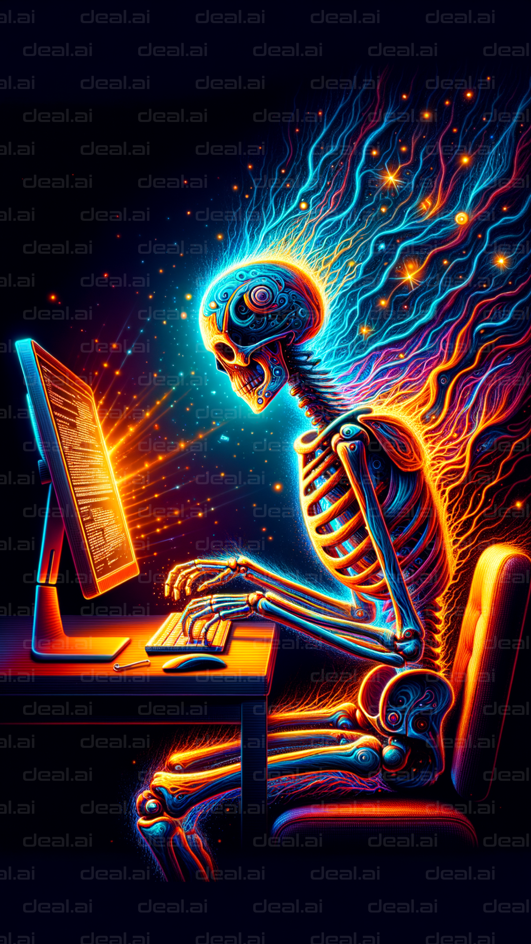 "Skeletal Hacker at Work"