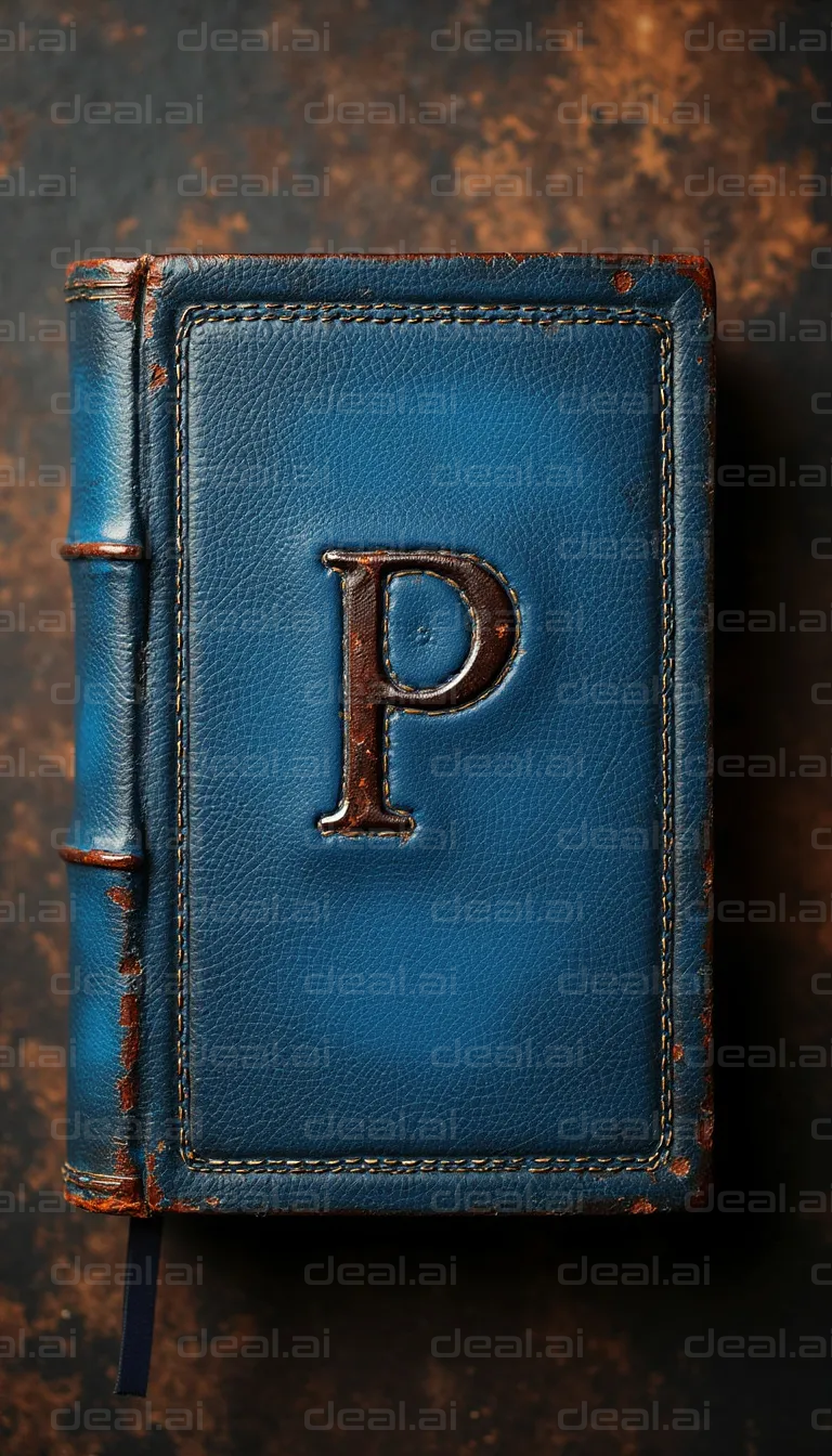 Vintage Blue Leather-Bound Book