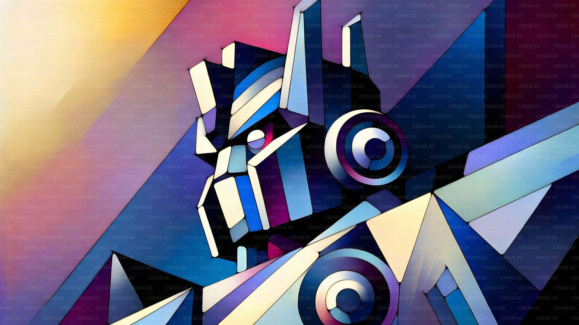 Futuristic Robot Art in Stained Glass