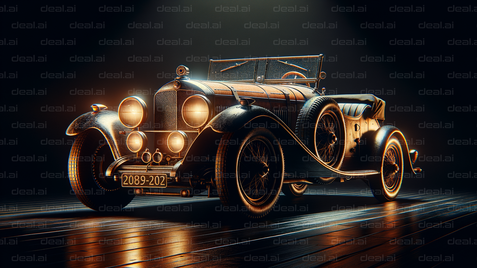 "Classic Vintage Car in Studio Lighting"