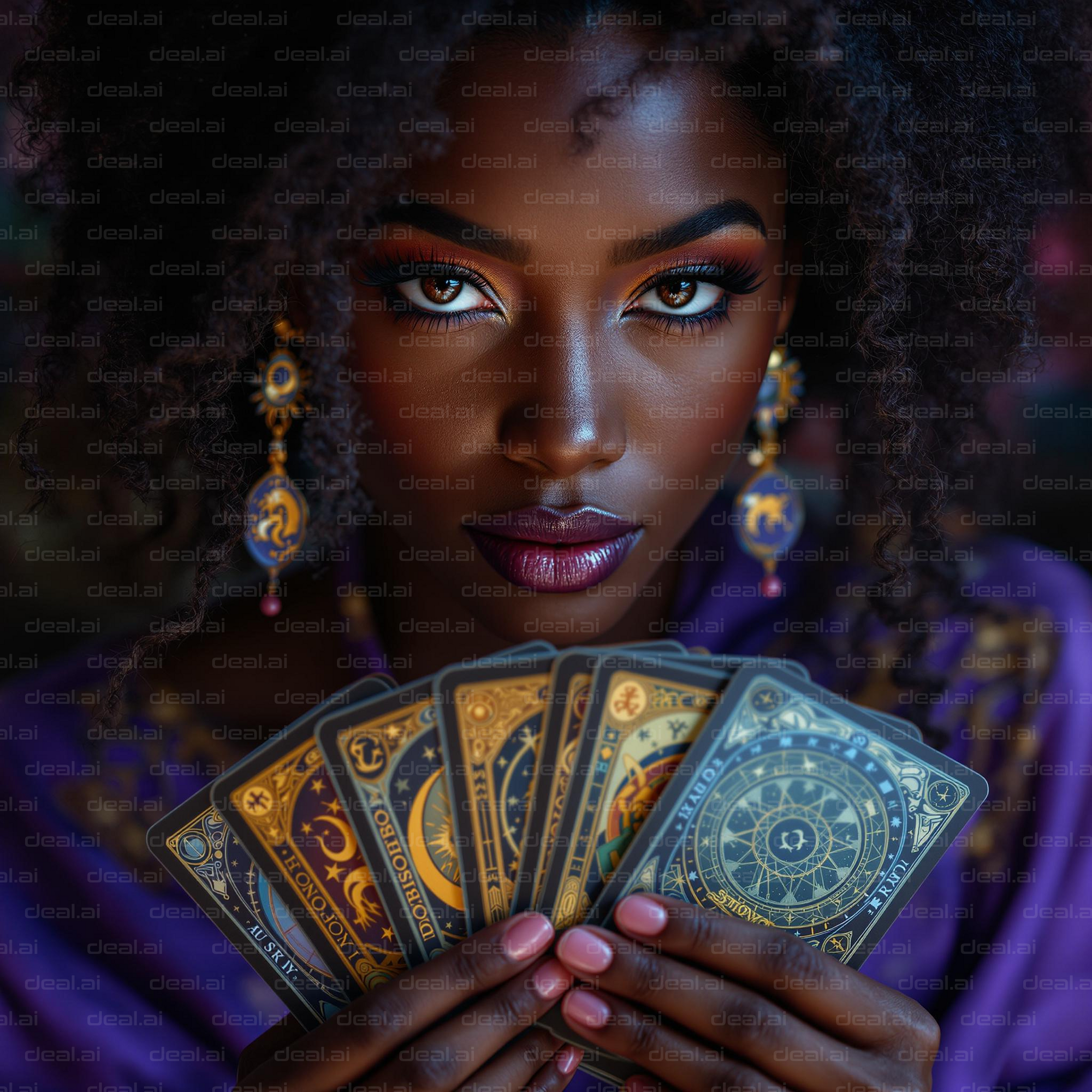 Mystical Stare with Tarot Cards