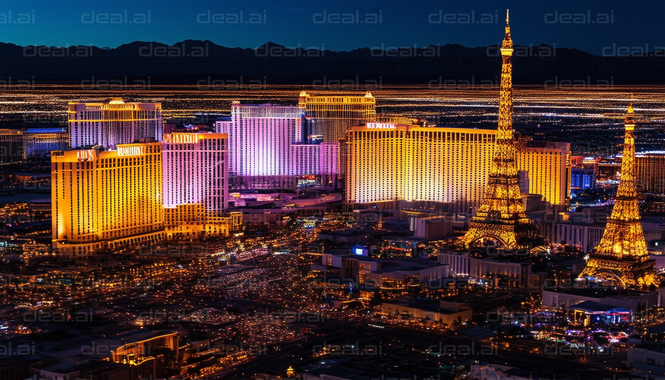 Las Vegas Strip Bright Night Skyline