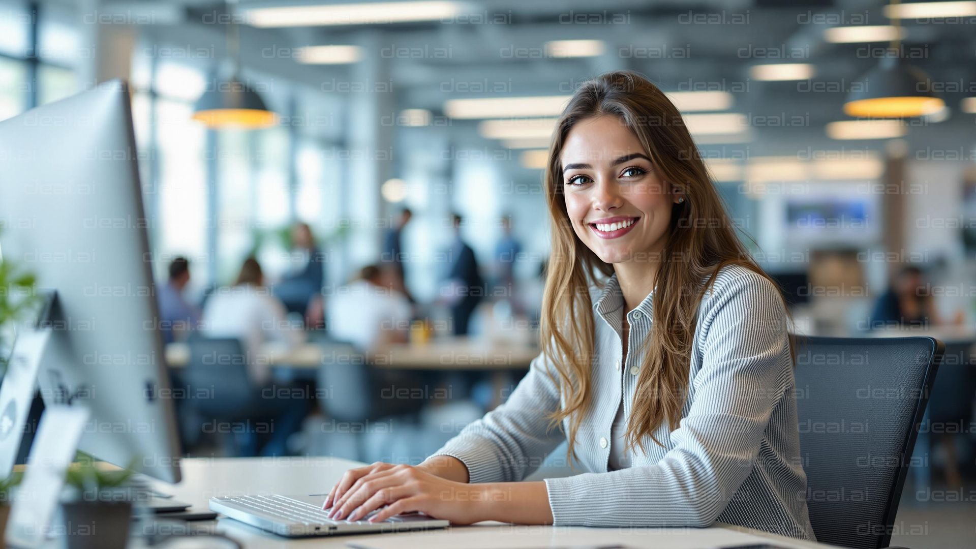 "Smiling Professional at Workspace"