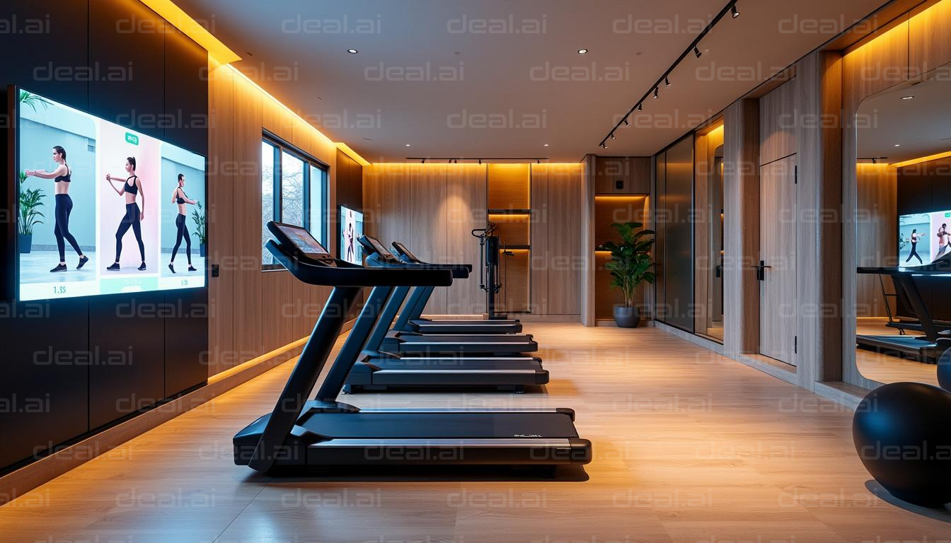 Modern Fitness Center with Digital Screens