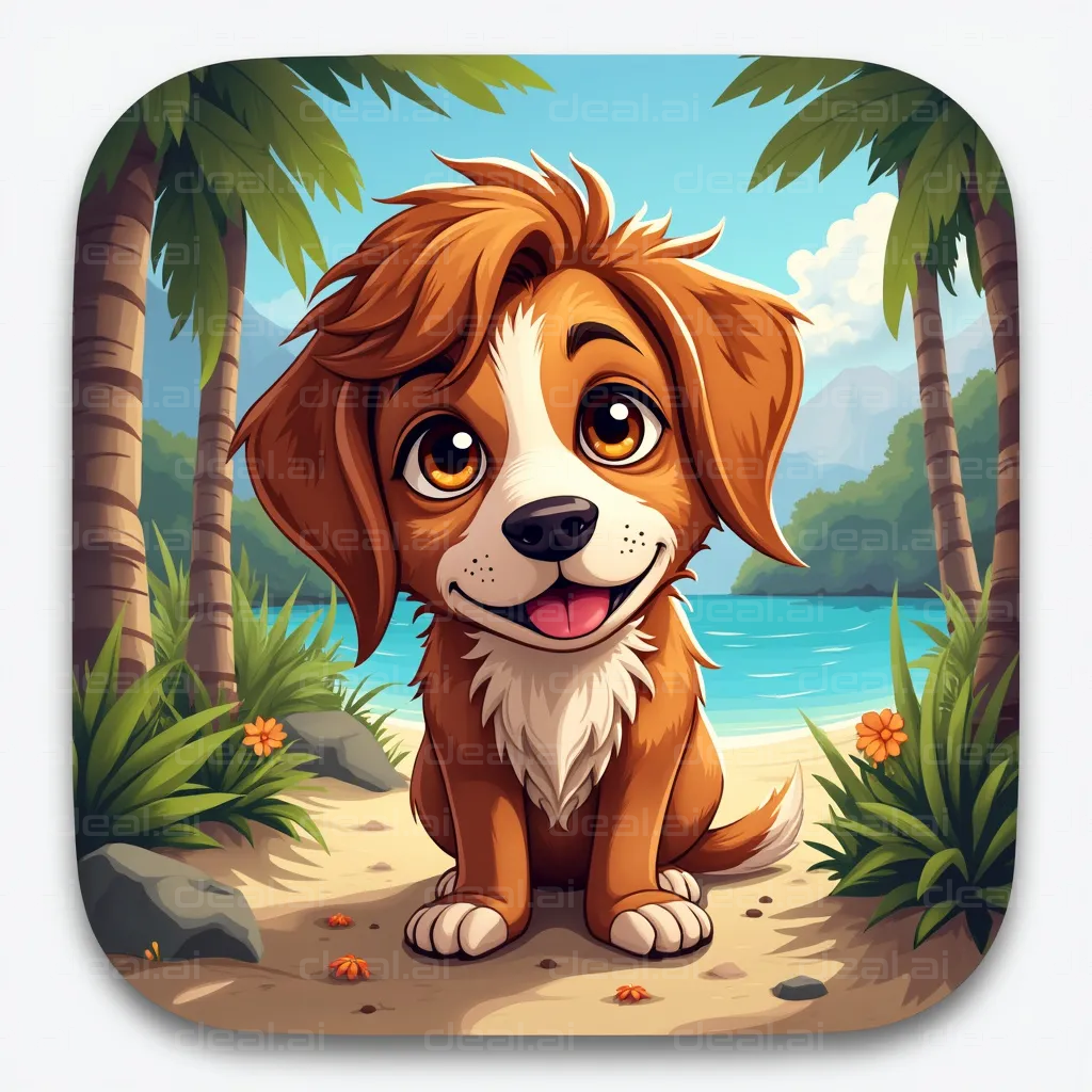 Happy Pup at Tropical Beach