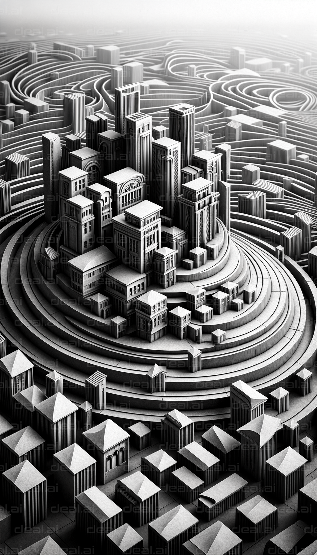 Spiral Cityscape Illusion