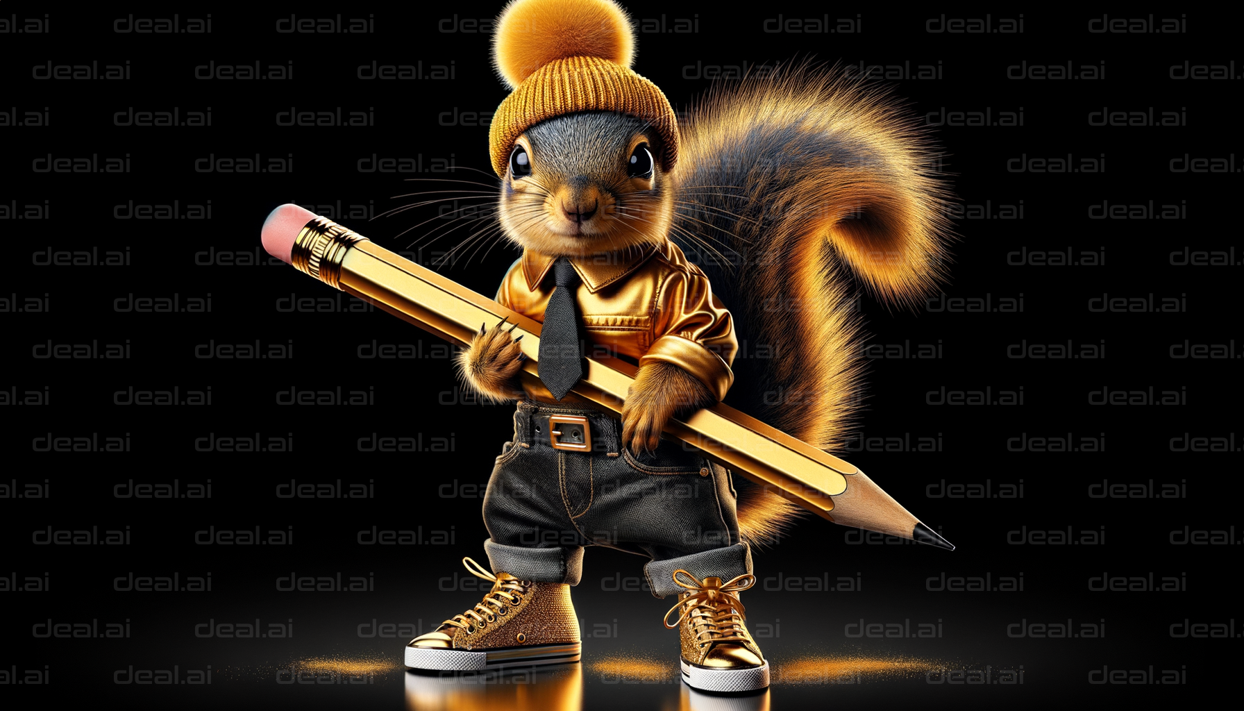 Stylish Squirrel with Giant Pencil