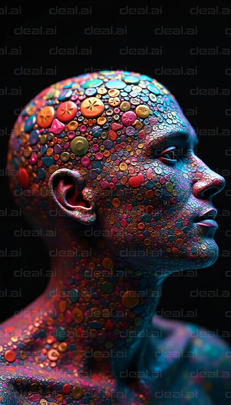 "Colorful Button Mosaic Art"