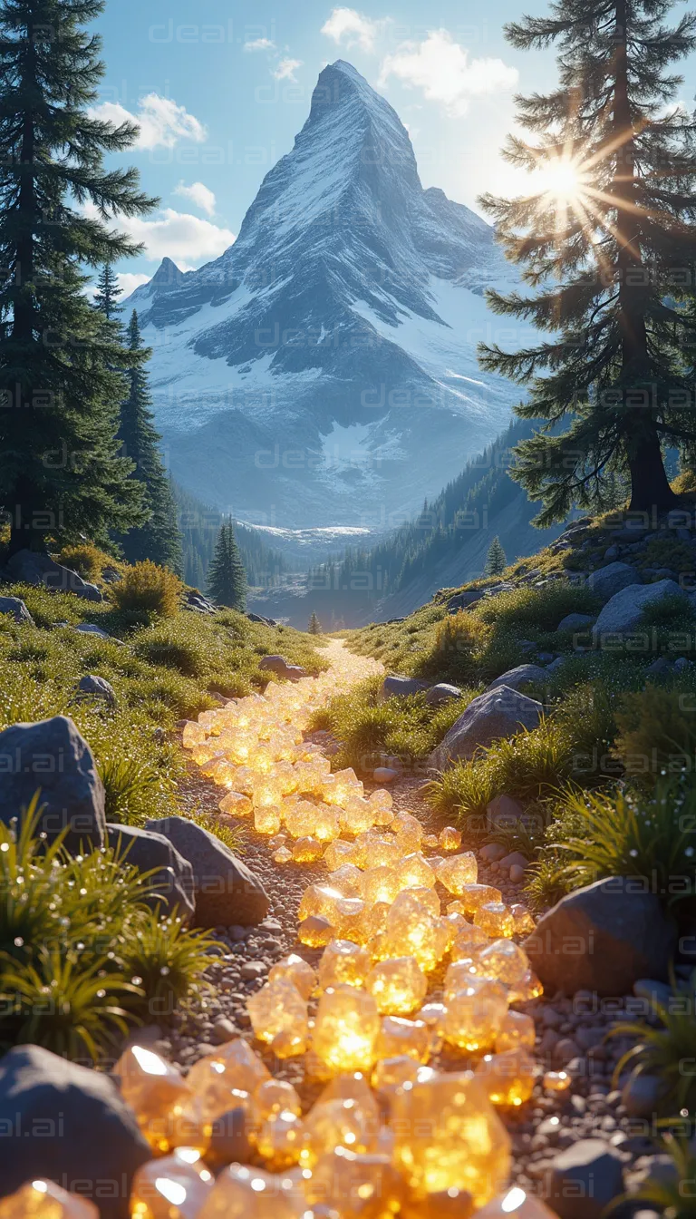 Golden Path to Mountain Peak