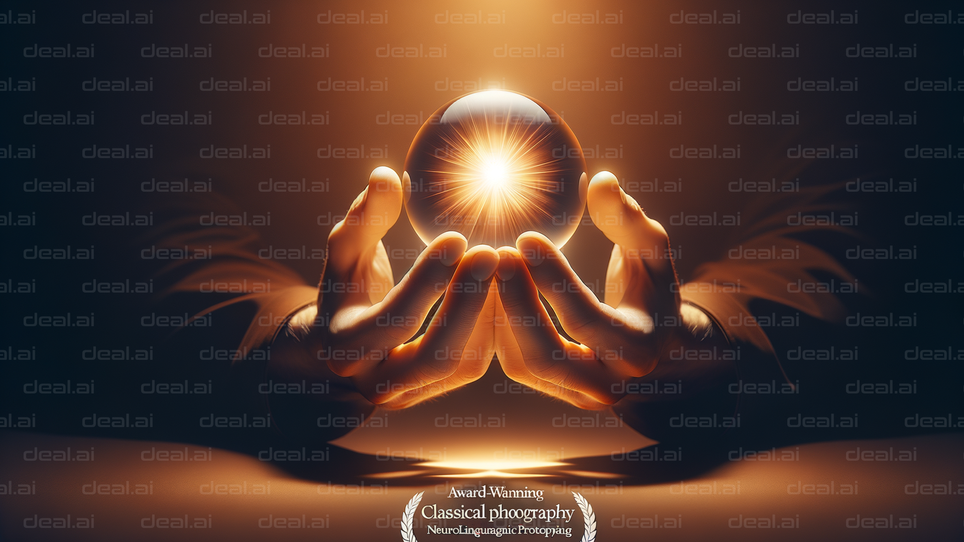 "Hands Holding a Glowing Crystal Ball"