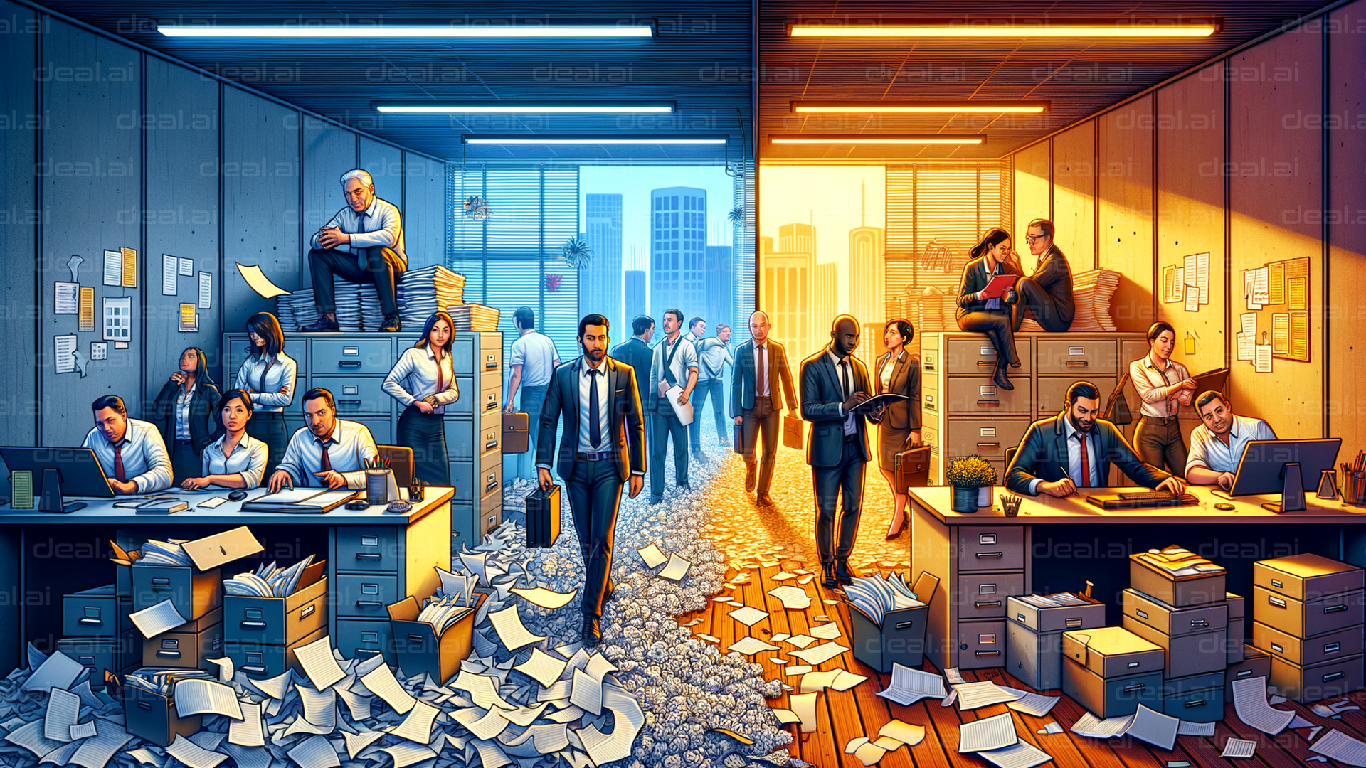 "Contrasting Office Environments"