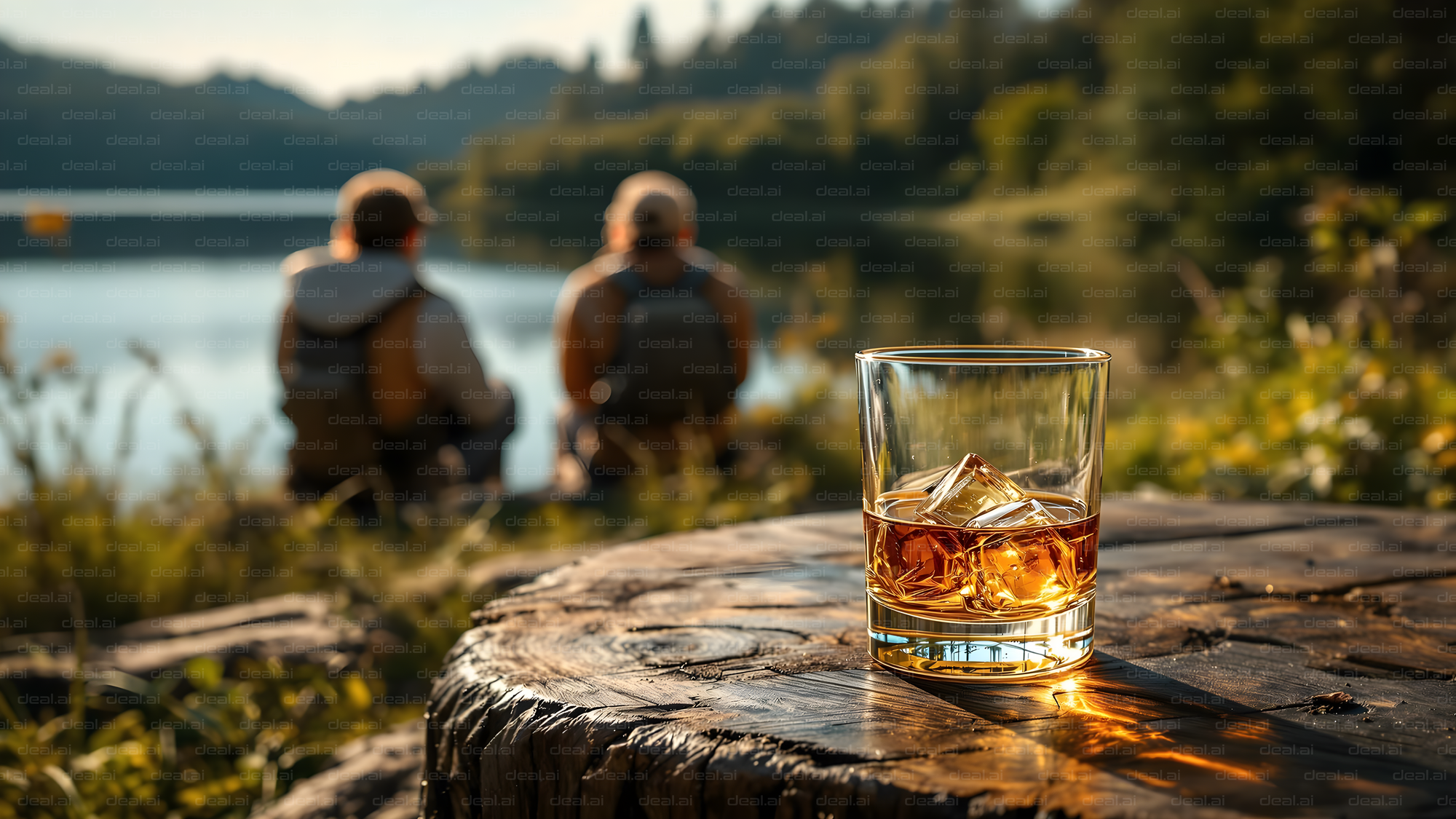 Serene Lake Whiskey Moment