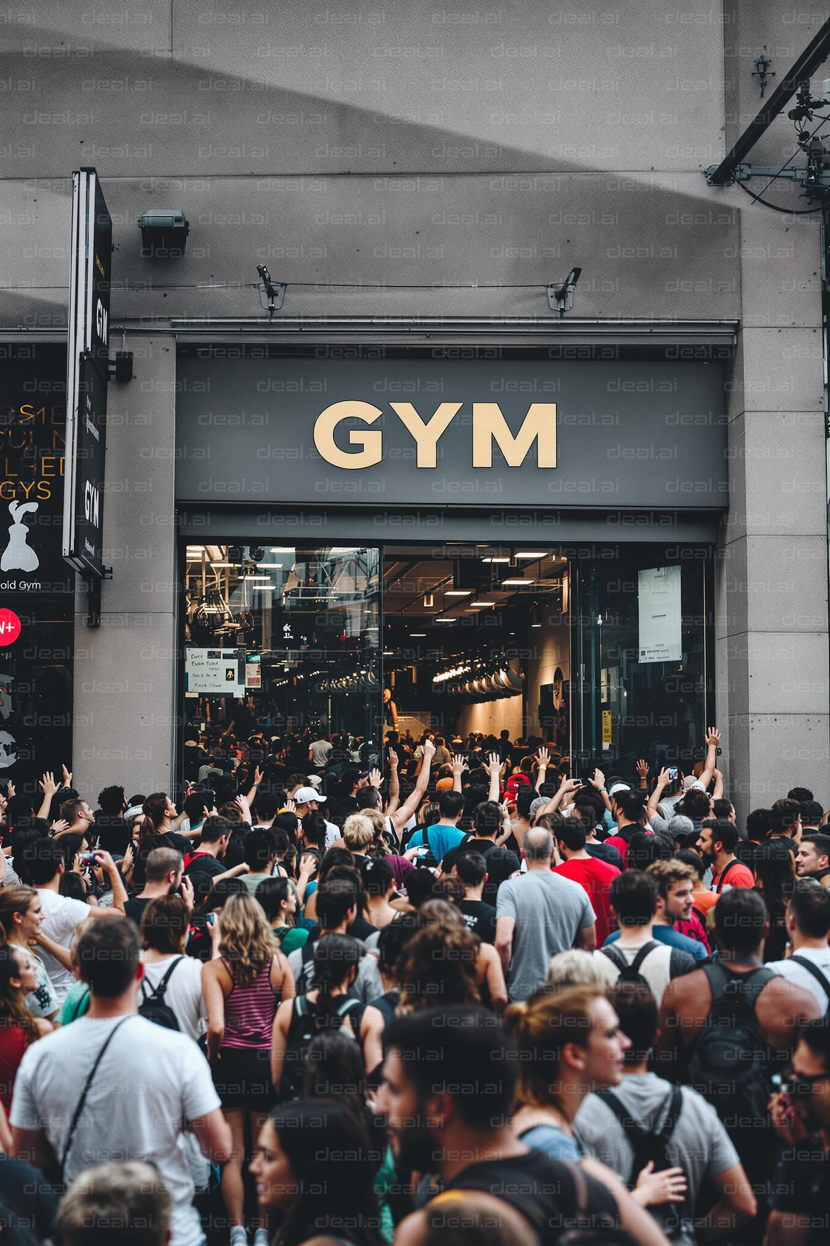 Crowded Gym Entrance Scene