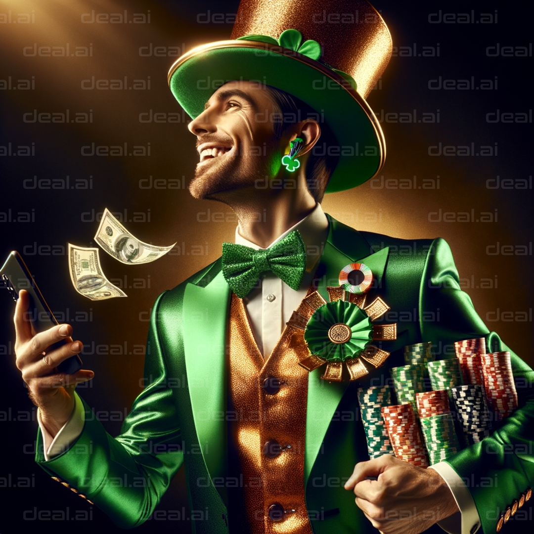 "Lucky Gambler in Green Celebration"