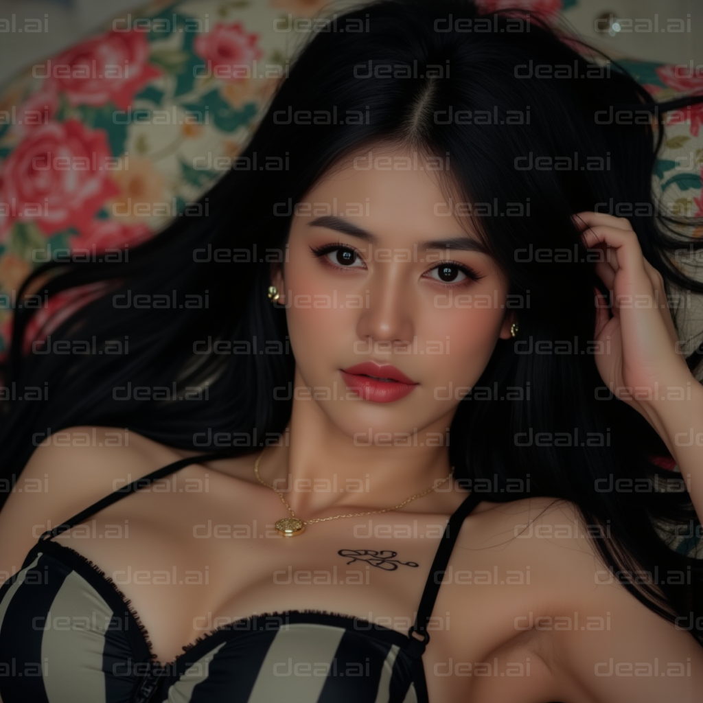 Elegant Portrait on Floral Background