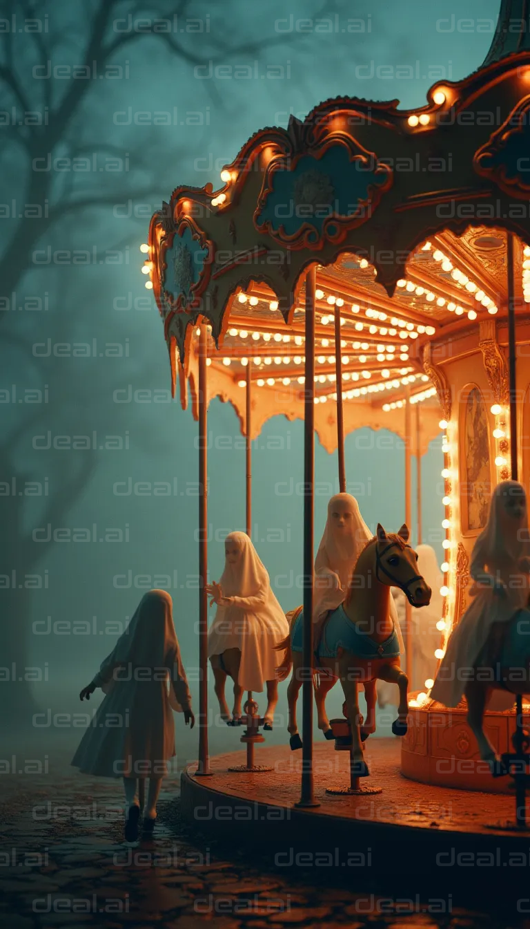 Ghostly Figures on a Carousel Ride