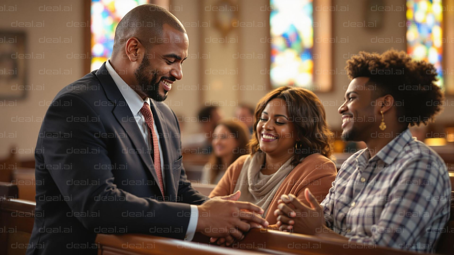 Joyful Gathering in a Church Pew