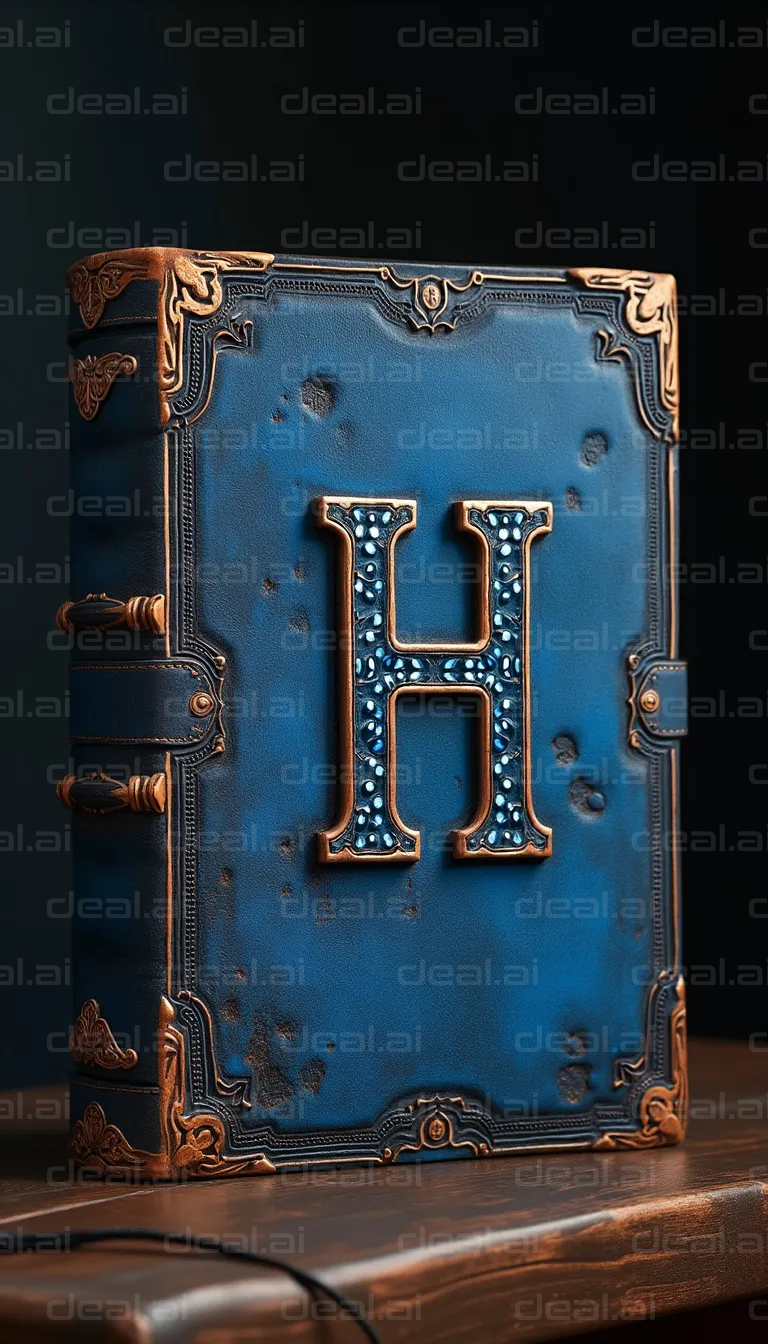 "Antique Blue Book with H Monogram"
