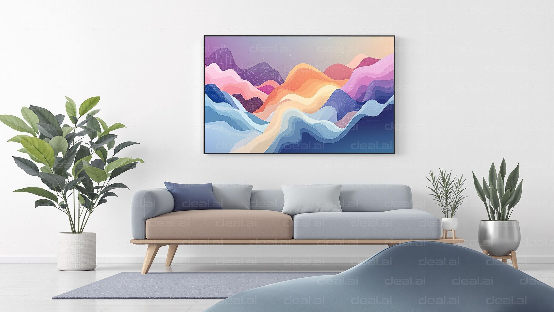 "Colorful Abstract in Modern Living Room"