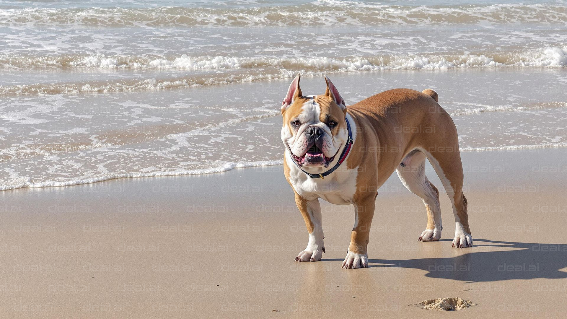 Bulldog Enjoys a Day at the Beach