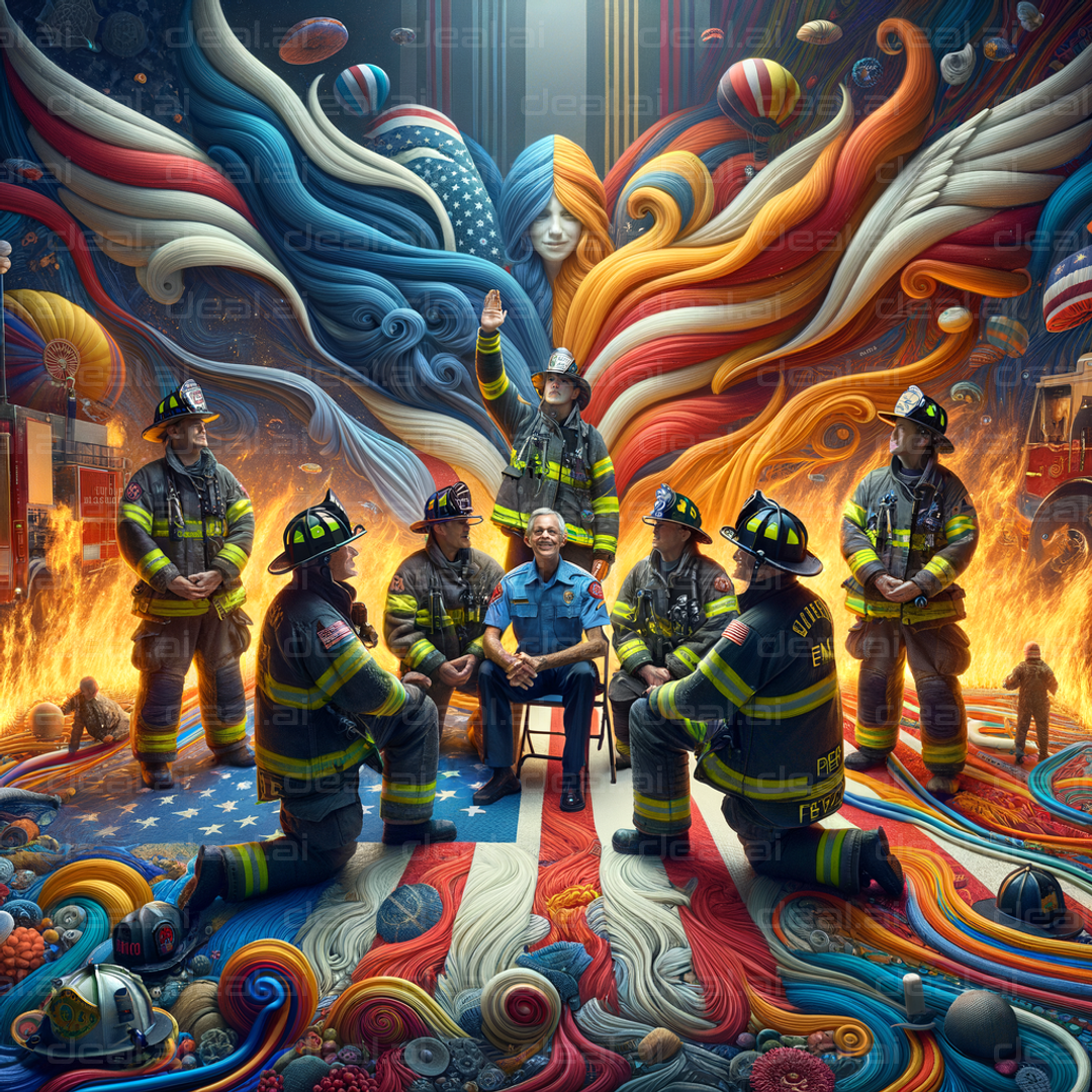 Firefighters Honoring a Veteran Hero