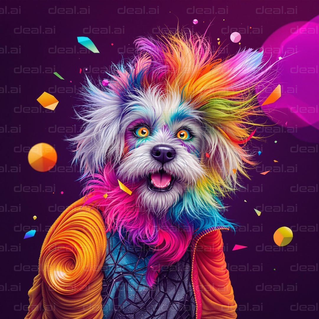 Vibrant Rainbow Dog Portrait