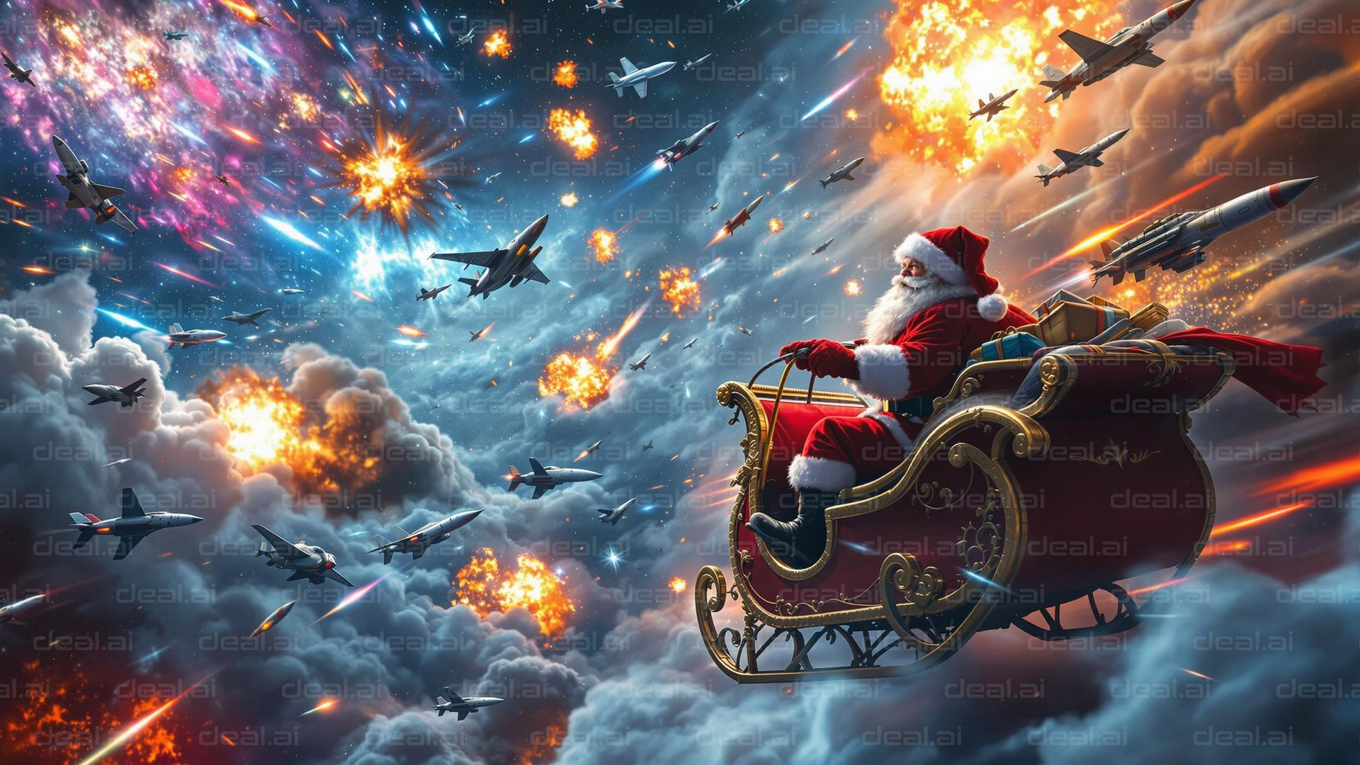 Santa's Sleigh Battle in the Sky