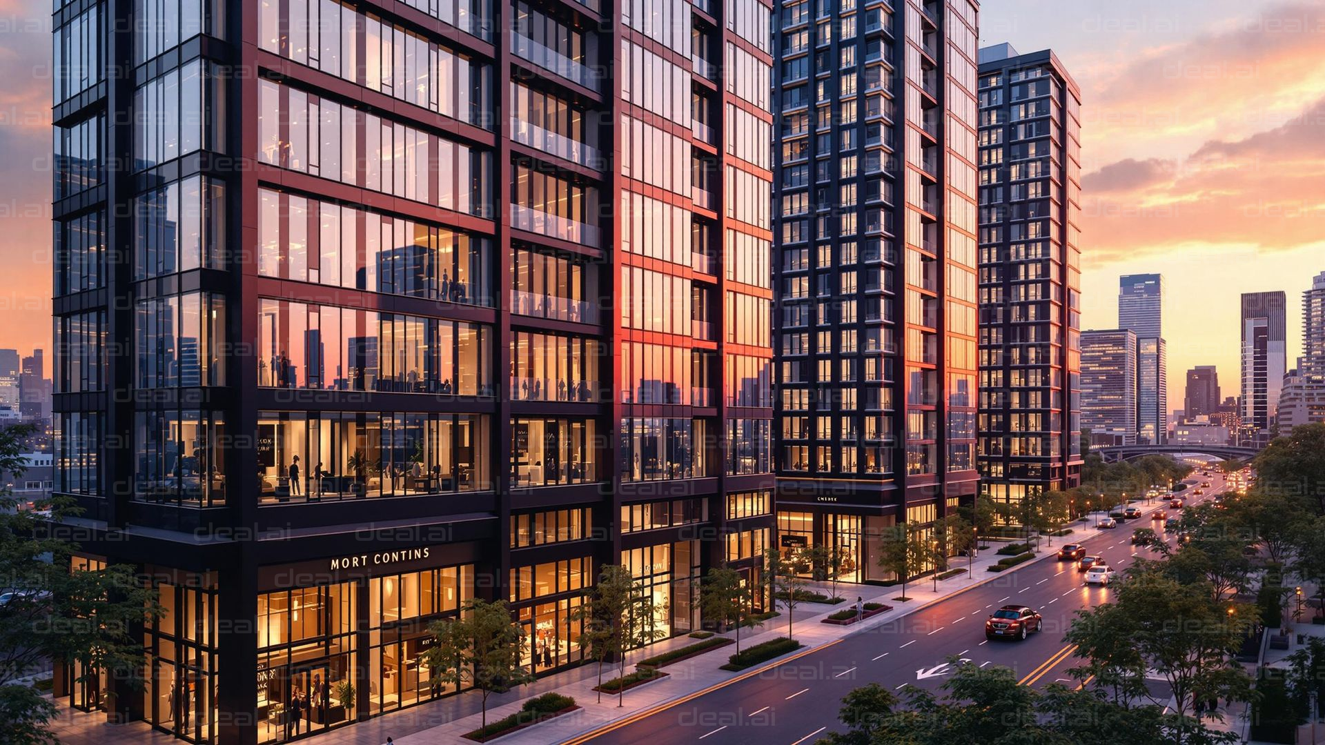 Modern Cityscape at Sunset