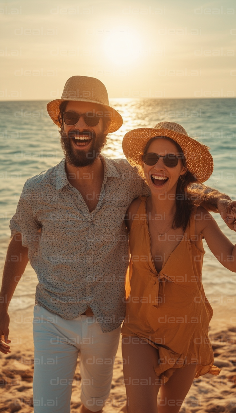 "Happy Sunset on the Beach"