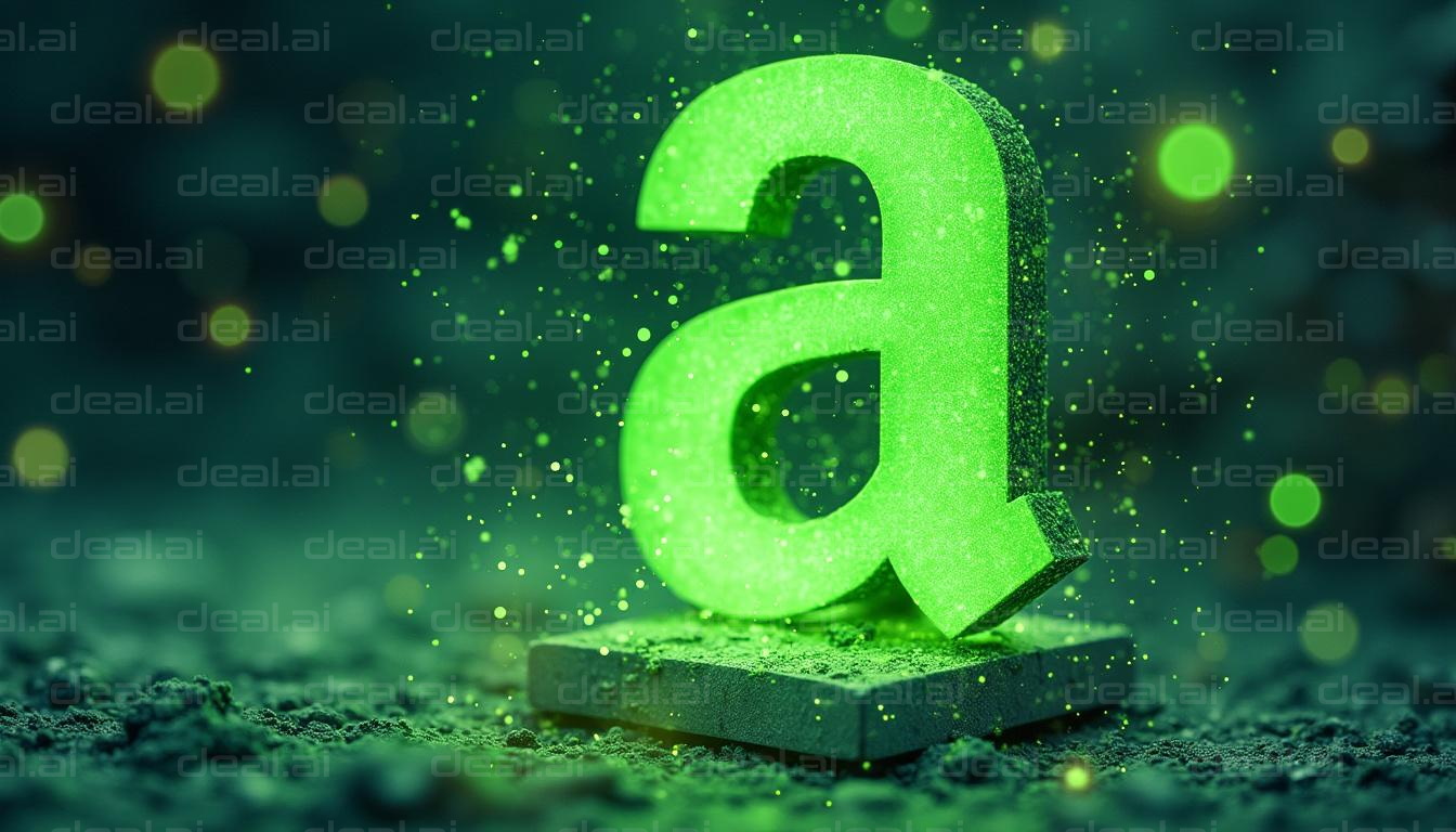 Glowing Neon Green Letter "a"