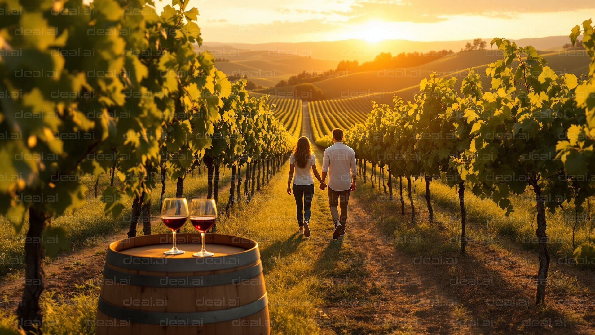 Vineyard Stroll at Sunset